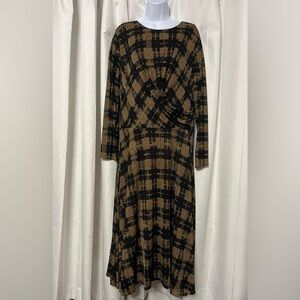 Calvin Klein Women’s Printed Long Sleeve Crisscross Dress Size XL